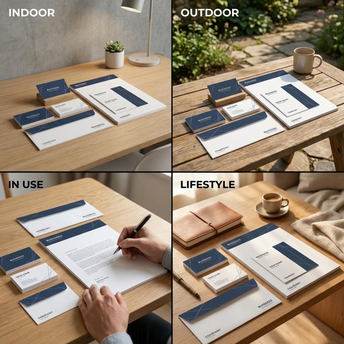 Business Print Essentials Bundle — Letterheads and envelopes arranged for a brand photoshoot