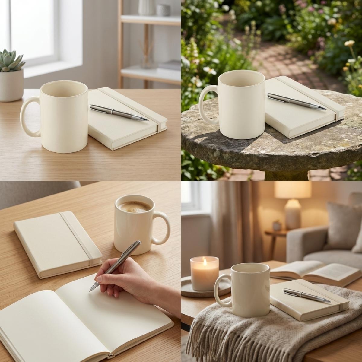 Branded Desk Essentials Kit — Branded notebook and pen set in a conference room