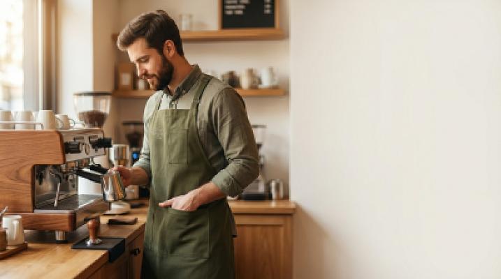 Barista Bib Apron — Full Length — alternate view