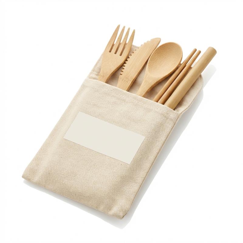 Bamboo Utensil Set with Logo