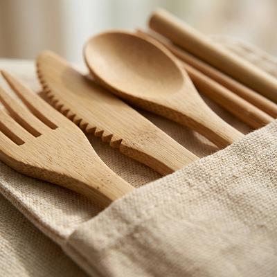 Bamboo Utensil Set with Logo — alternate view