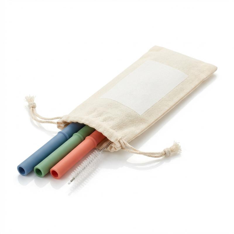 Reusable Silicone Straw Set
