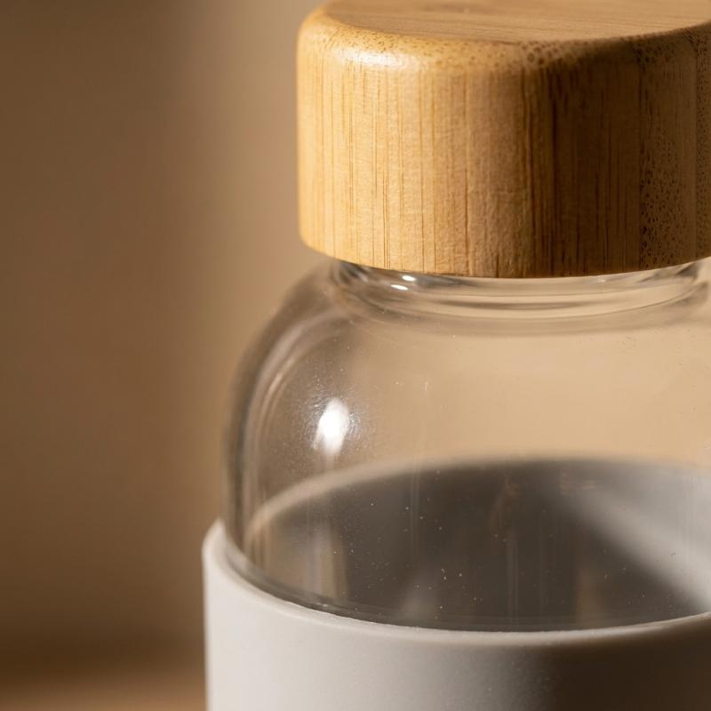 Glass Water Bottle with Bamboo Lid